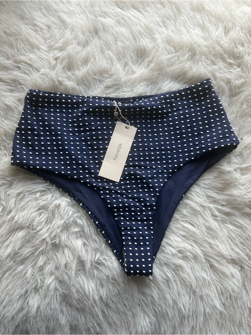 Eberjey Coastal dot Navy & White High-Waist Polka Dot Bikini Bottom Small cheeky